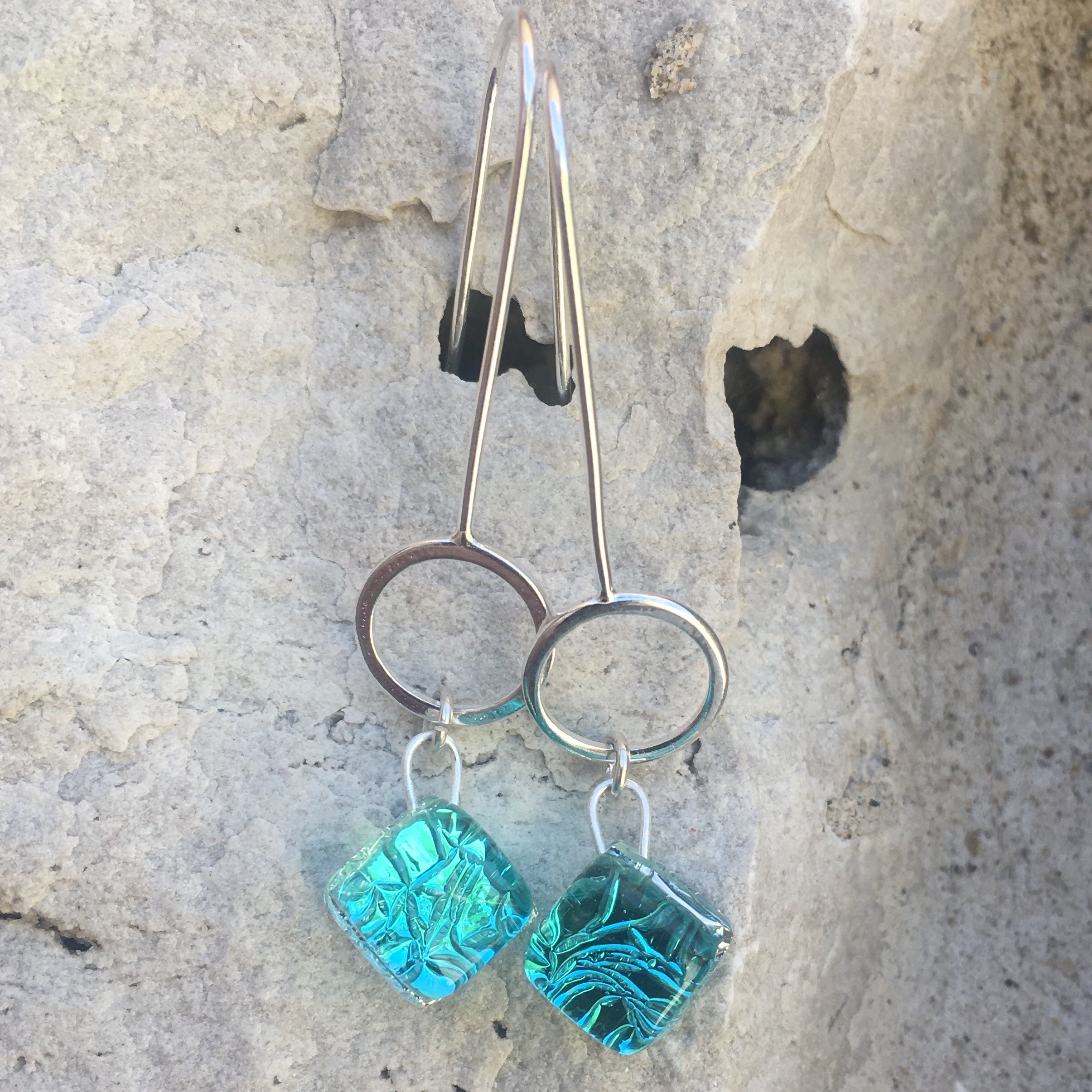 Long Drop Glass Earrings on Sterling Silver Wires – Satori Fire Glass